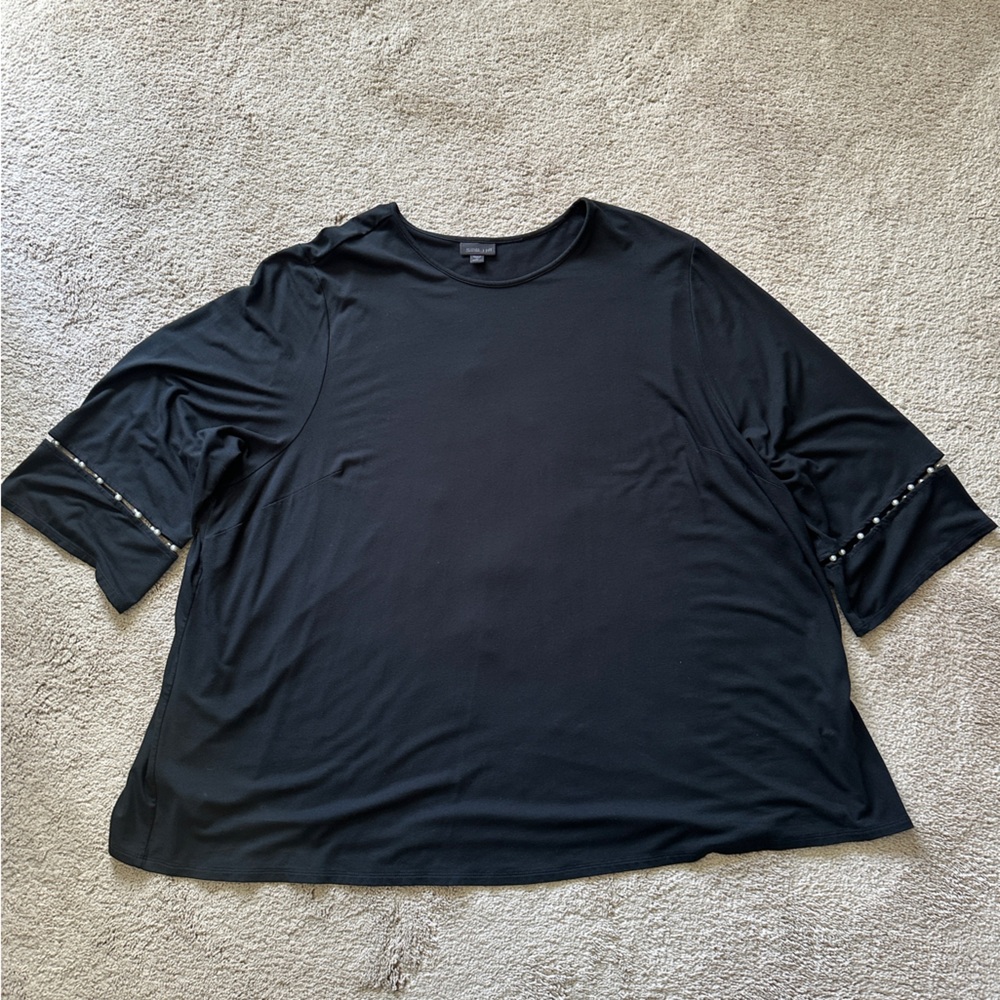 J.Jill Black knit Top with Pearl Accents